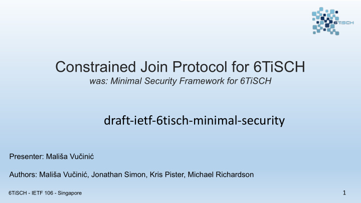 constrained join protocol for 6tisch