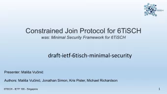 Constrained Join Protocol for 6TiSCH  was: Minimal Security Framework for 6TiSCH