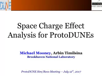 Space Charge Effect  Analysis for ProtoDUNEs  Michael Mooney, Arbin Timilsina  Brookhaven National