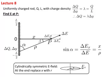 x  0    E x  P   sin  =  E x  E = x    Q,  y  L    2  Cylindrically