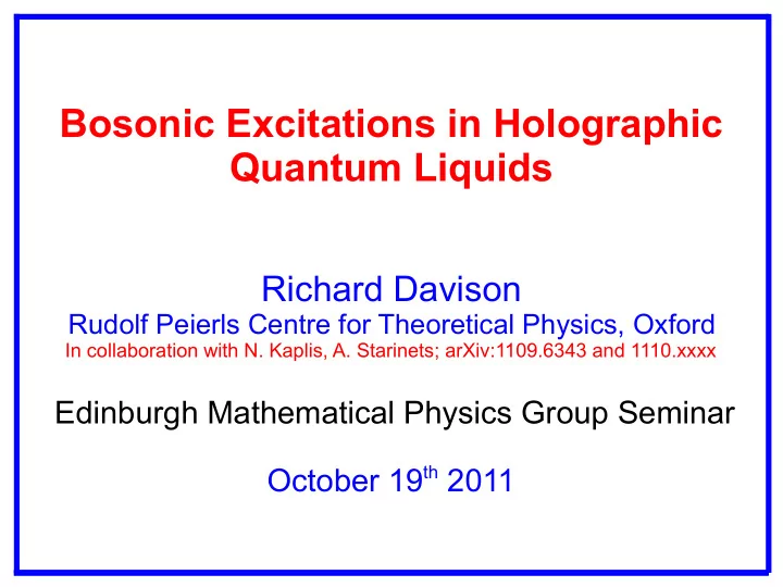 bosonic excitations in holographic quantum liquids