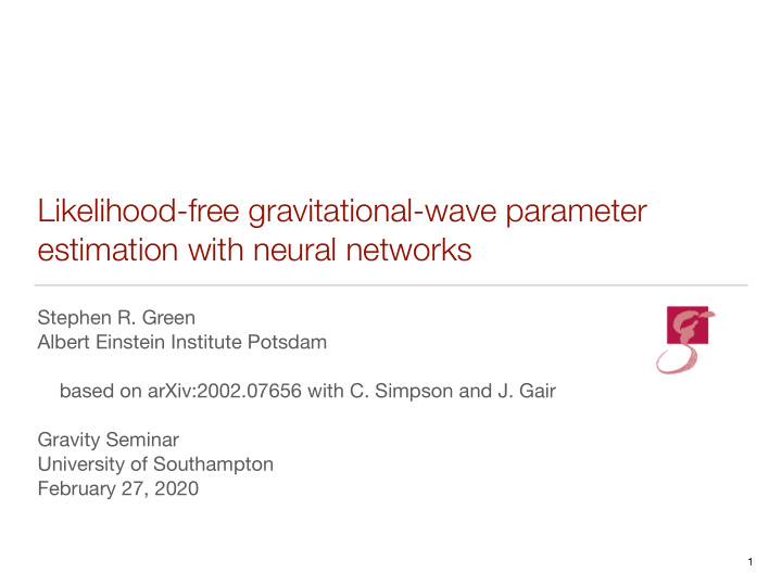 likelihood free gravitational wave parameter estimation