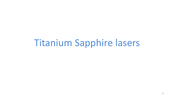 titanium sapphire lasers