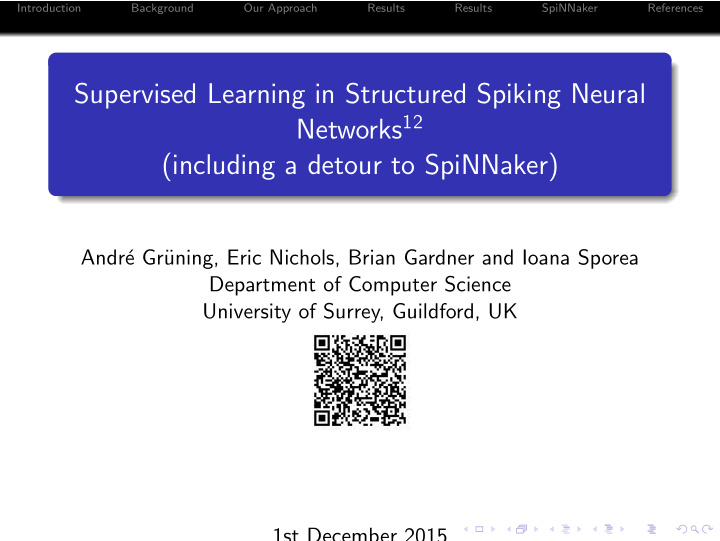 supervised learning in structured spiking neural