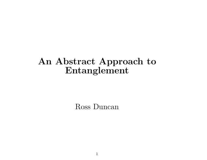 an abstract approach to entanglement