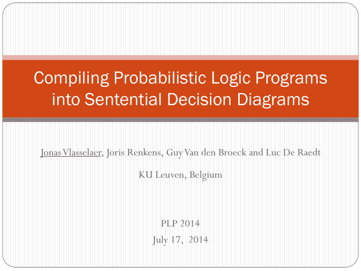 compiling probabilistic logic programs