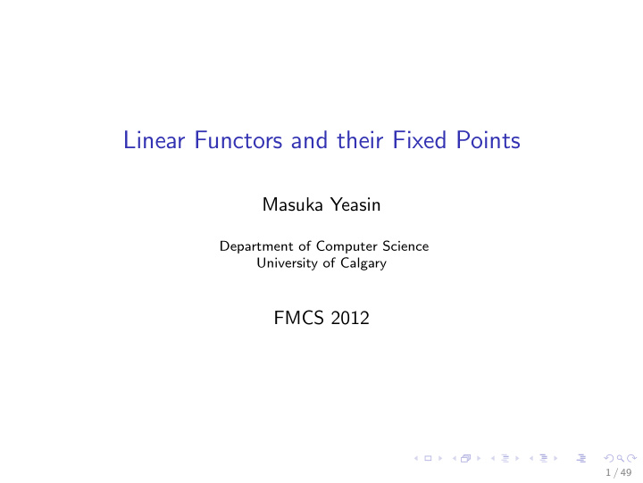 linear functors and their fixed points