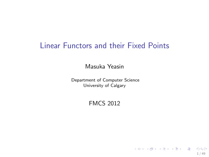 linear functors and their fixed points