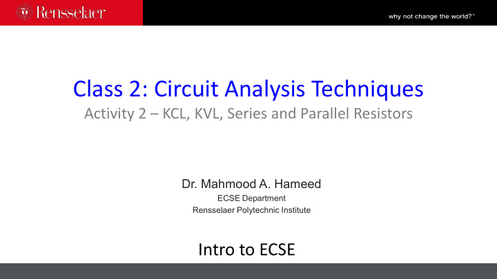 class 2 circuit analysis techniques