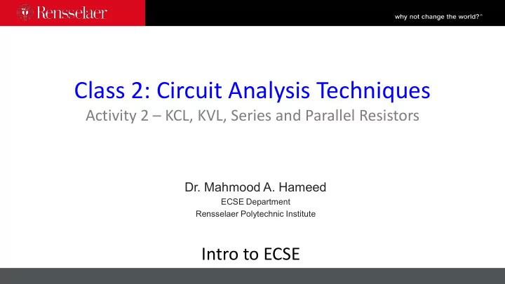 class 2 circuit analysis techniques