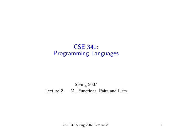 cse 341 programming languages