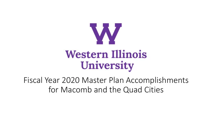 fiscal year 2020 master plan accomplishments for macomb