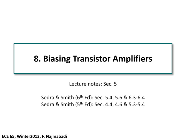 8 biasing transistor amplifiers