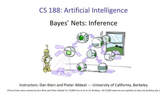 CS 188: Artificial Intelligence  Bayes Nets: Inference  Instructors: Dan Klein and Pieter Abbeel