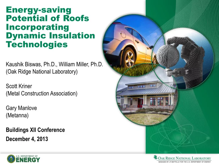 energy saving potential of roofs incorporating dynamic