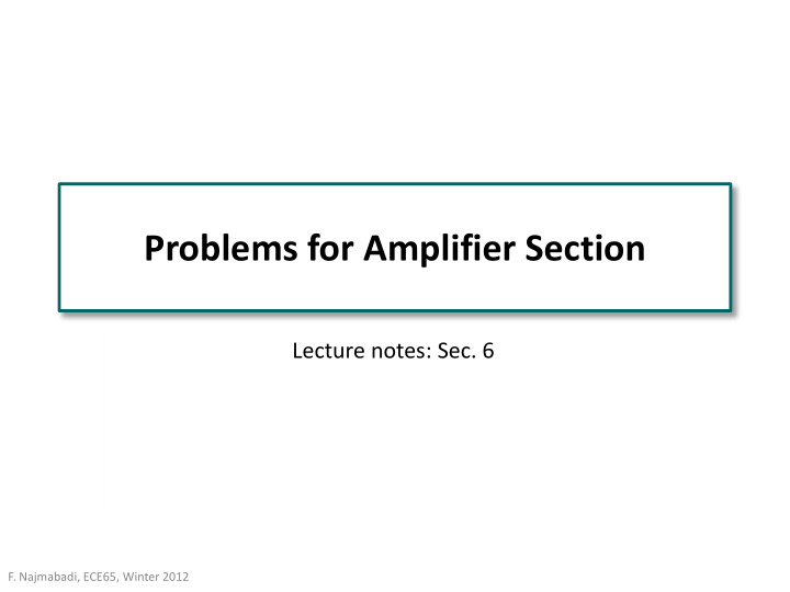 problems for amplifier section