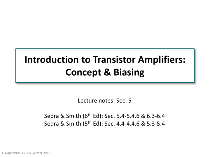 introduction to transistor amplifiers concept biasing