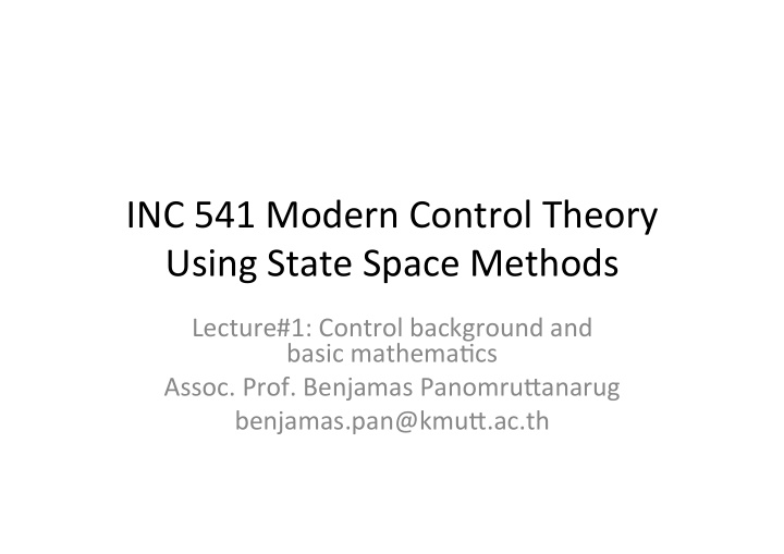 inc 541 modern control theory using state space methods