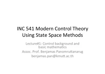 INC  541  Modern  Control  Theory    Using  State  Space  Methods