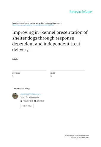 Improving in-kennel presentation of  shelter dogs through response  dependent and independent treat