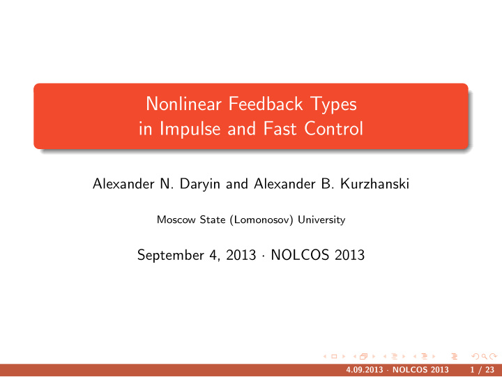 nonlinear feedback types in impulse and fast control