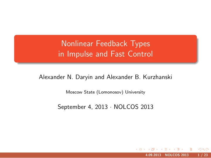 nonlinear feedback types in impulse and fast control