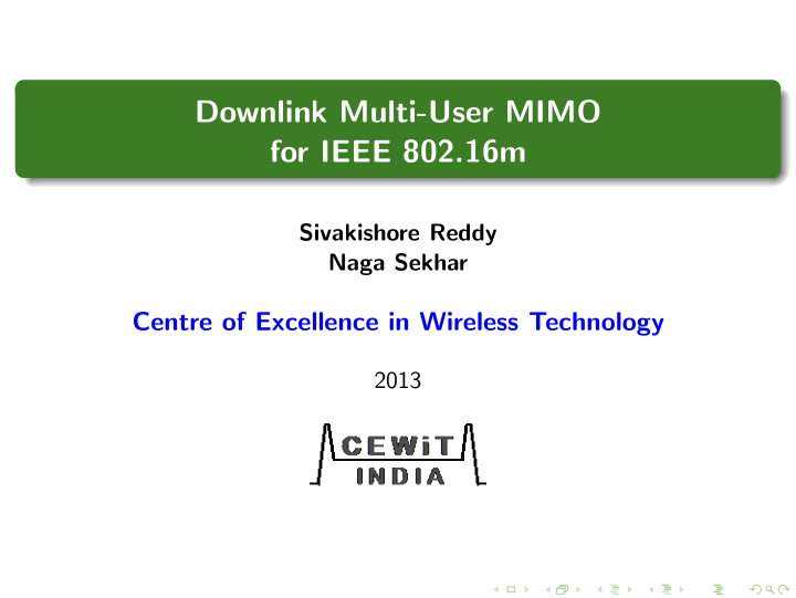 downlink multi user mimo for ieee 802 16m