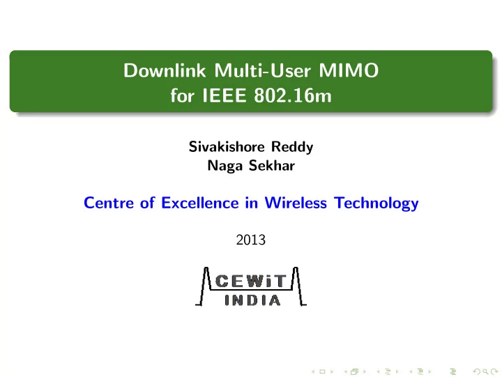 downlink multi user mimo for ieee 802 16m