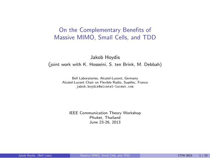 on the complementary benefits of massive mimo small cells