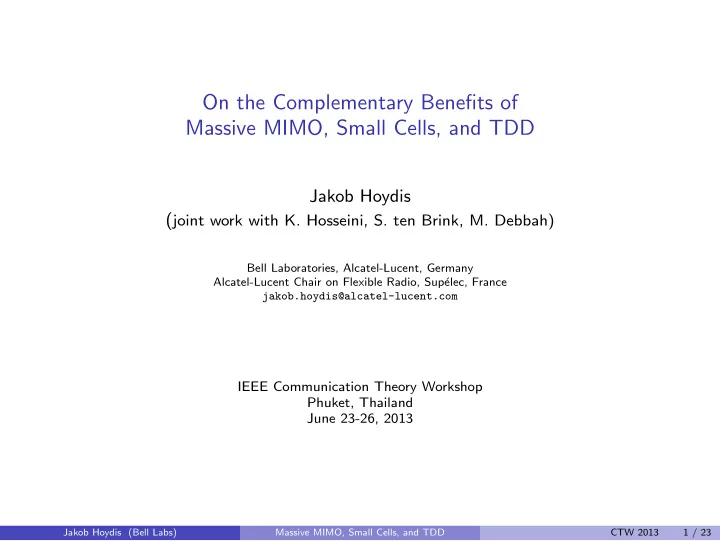 on the complementary benefits of massive mimo small cells