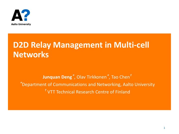 d2d relay management in multi cell networks