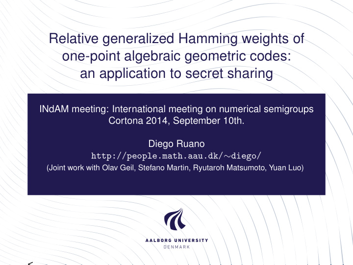 relative generalized hamming weights of one point