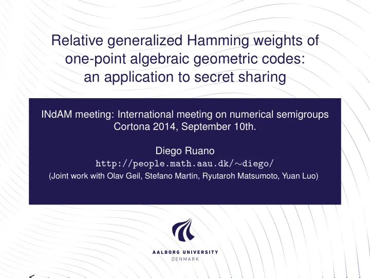 relative generalized hamming weights of one point
