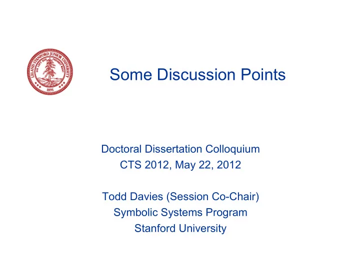 some discussion points