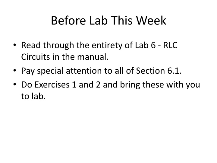 before lab this week