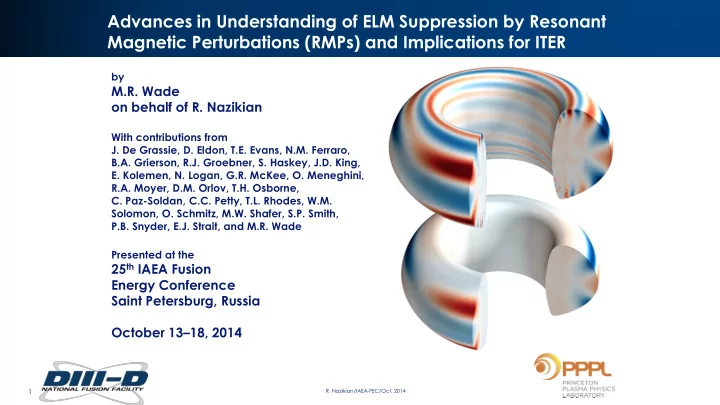 magnetic perturbations rmps and implications for iter