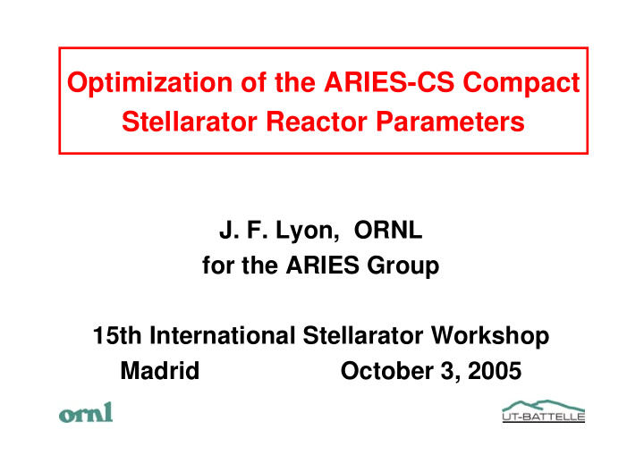 optimization of the aries cs compact stellarator reactor