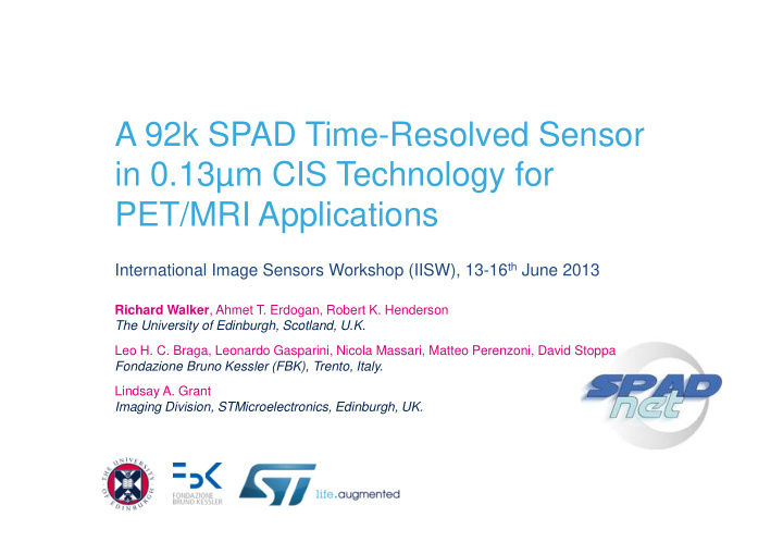 a 92k spad time resolved sensor in 0 13 m cis technology