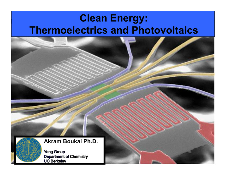 clean energy thermoelectrics and photovoltaics