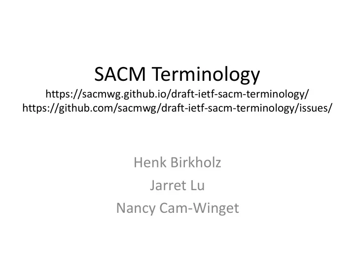 sacm terminology