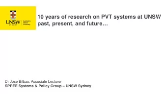past, present, and future  Dr Jose Bilbao, Associate Lecturer SPREE Systems &amp; Policy Group