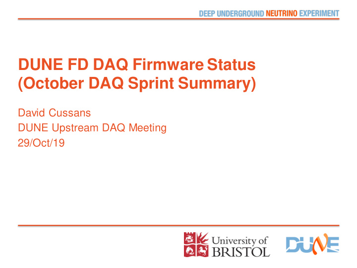 dune fd daq firmware status october daq sprint summary
