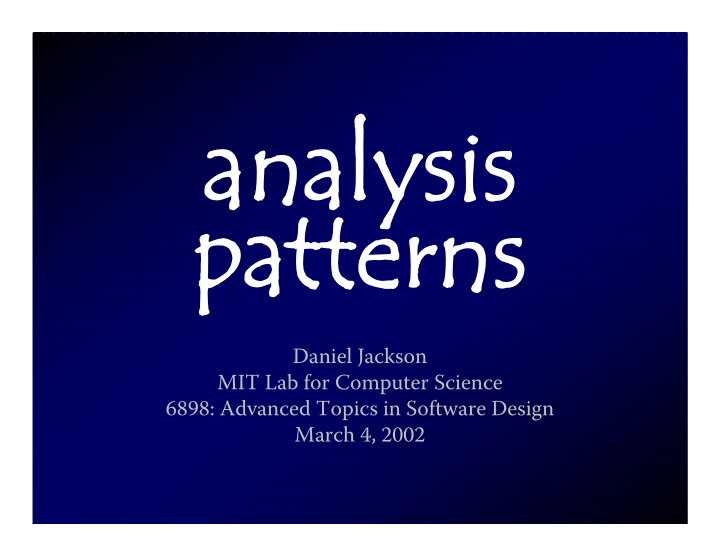 analysis patterns