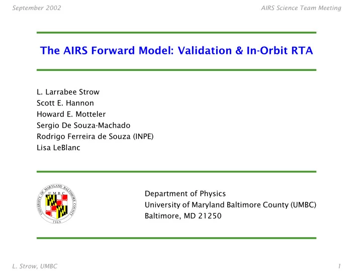 the airs forward model validation in orbit rta