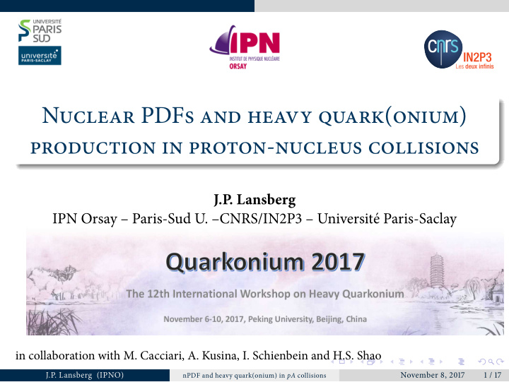 nuclear pdfs and heavy quark onium production in proton