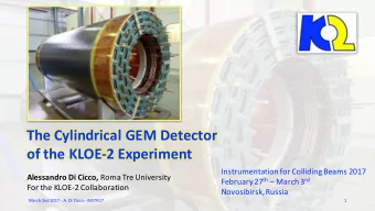The Cylindrical GEM Detector  of the KLOE-2 Experiment  Instrumentation for Colliding Beams 2017