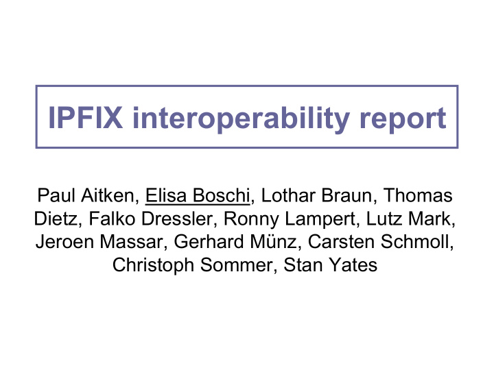 ipfix interoperability report