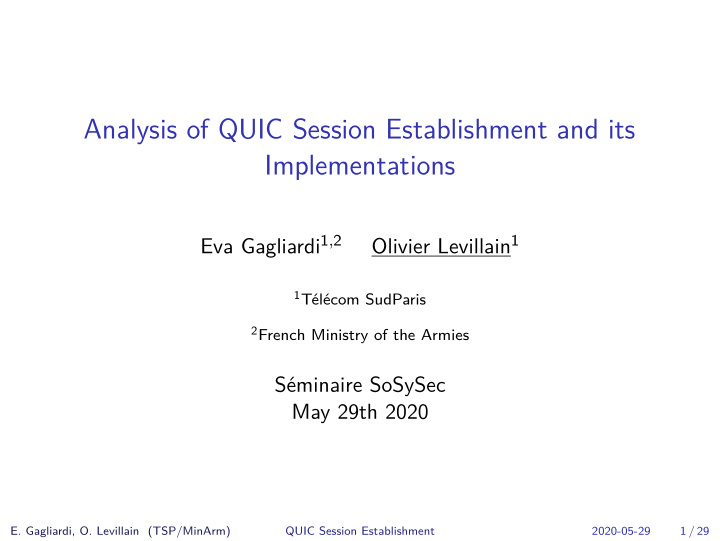 analysis of quic session establishment and its