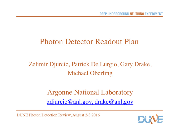 photon detector readout plan