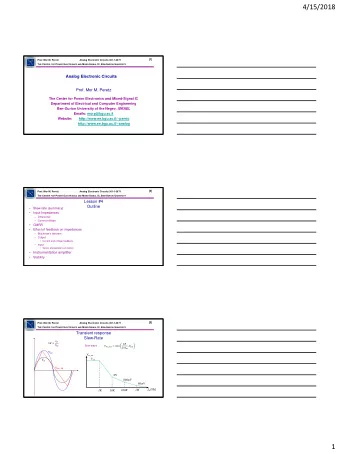 4/15/2018  [1]  PE  Prof. Mor M. Peretz  Analog Electronic Circuits 361-1-3671  M  I  C T HE C